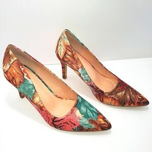 Leaf pattern Fall High heel Women US SIZE 5 decorative sexy green red brown